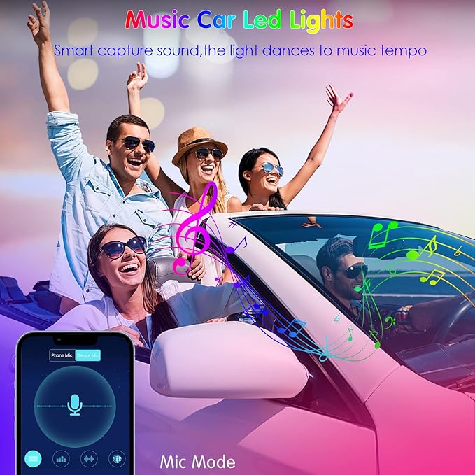 Interior Car Lights Keepsmile Car Accessories APP Control with Remote Music Sync Color Change RGB Under Dash Lighting with Charger 12V LED Lights Running Board Lights