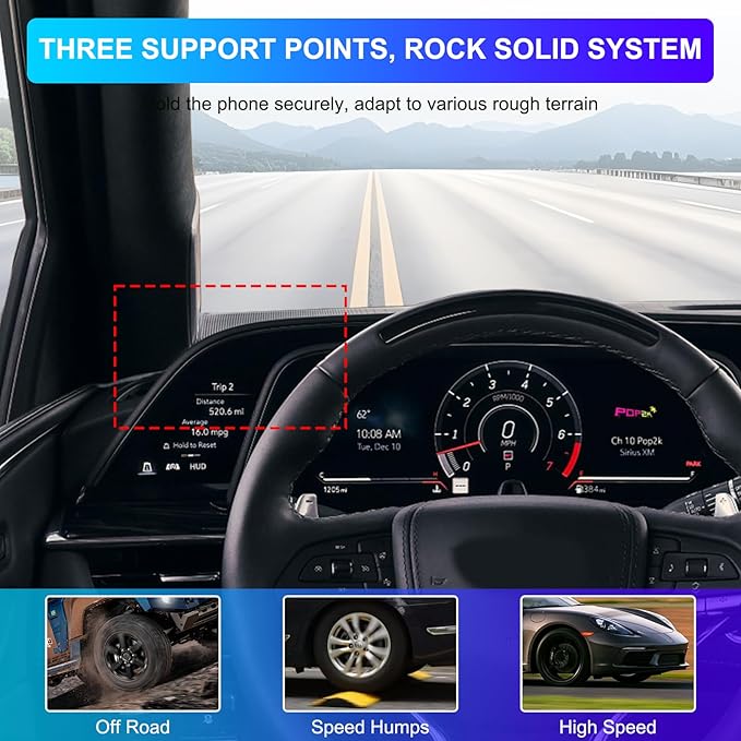 Phone Holder Compatible with Cadillac Escalade 2021-2025,360° Rotation Adjustable Center Console Navigation Screen Cell Phone Holder Fit for Most Smartphones (C)