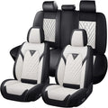 Truck Seat Covers for Chevy Silverado 1500 2007-2026, Waterproof Premium Leather Full Coverage Car Seat Cover, Muscle Sport Style Auto Interior Seat Cover Sets (Full Set/Black White)