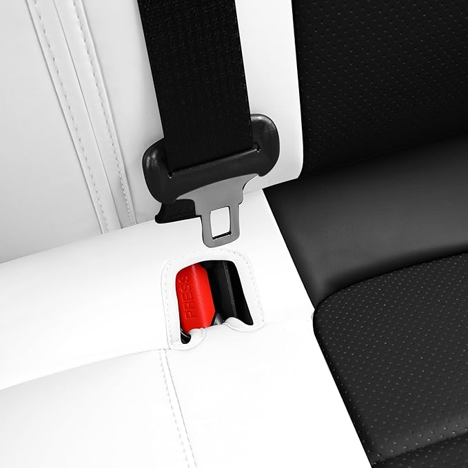 Car Seat Cover for Tesla Mdel 3 2017-2023 Custom Fit Tesla Seat Cover Full Set Leather Car Interior Seat Airbag Compatible Cushion Cover (White+Black-Model 3)