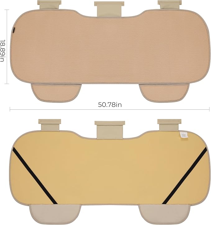 All Season Rear Bench Car Seat Covers Khaki - Breathable Car Seat Protectors with Anti Slip Bottom - Durable Auto Seat Cushions Universal Fit for Vehicles Cars SUV Trucks Size M