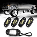 Hovano 4 Pods White Rock Lights 6000K Pure White 36 LEDs SMD Chips Super Bright Neon Underglow Light IP68 Waterproof for Pickup Trucks SUV UTV ATV RZR Car Boats (White)