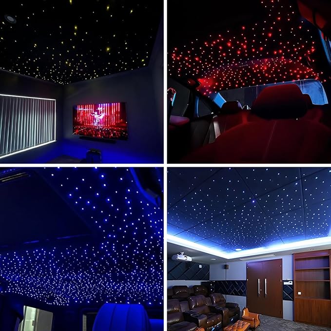 Twinkle Starlight Headliner Light Kit 20W Upgraded Car Home Fiber Optic Lights 650pcs*0.03in(9.8ft/3m) Sound Activated APP/Remote Control Small Size Star Lights for Car Home Star Ceiling Decoration