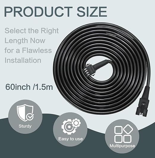 Rock Light Extension Wire 4 Pin 8 Pcs 4 Pin 60 inch, Pure Copper Insulated Cable LED Cable Cord Set for Motorcycle ATV Golf Car Trucks Neon Strip