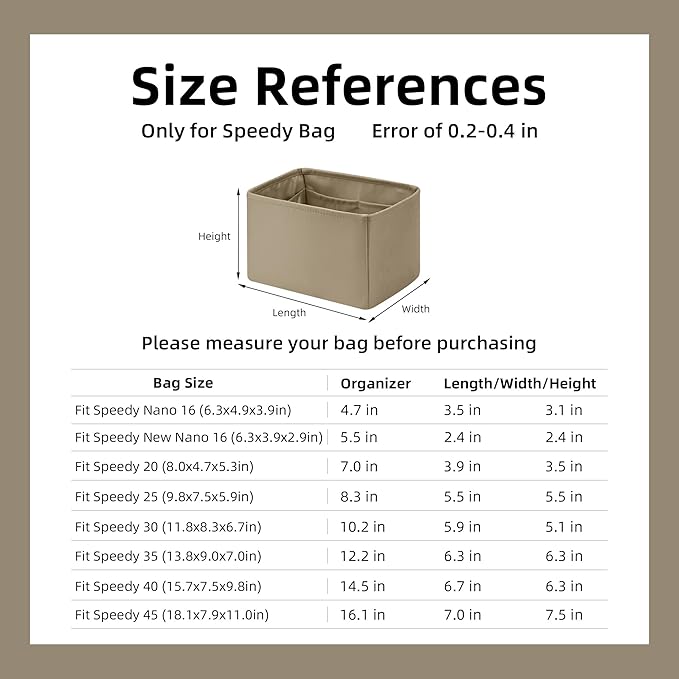 DGAZ Silk Purse Organizer Insert Fits LV Speedy 16/20/25/30/35/45 bags，Silky Smooth Bag Organizer，Luxury Handbag & Tote Shaper（Etoupe grey，SP20）