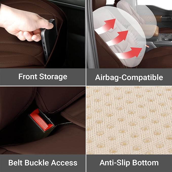 Coverland Custom Fit Car Seat Covers for Car Compatible with [Starion, Scion iM, Corolla, Yaris, Passat] Premium Waterproof Non-Slip Interior Seat Protector [Full Set Dark Brown - Size Chart X62]