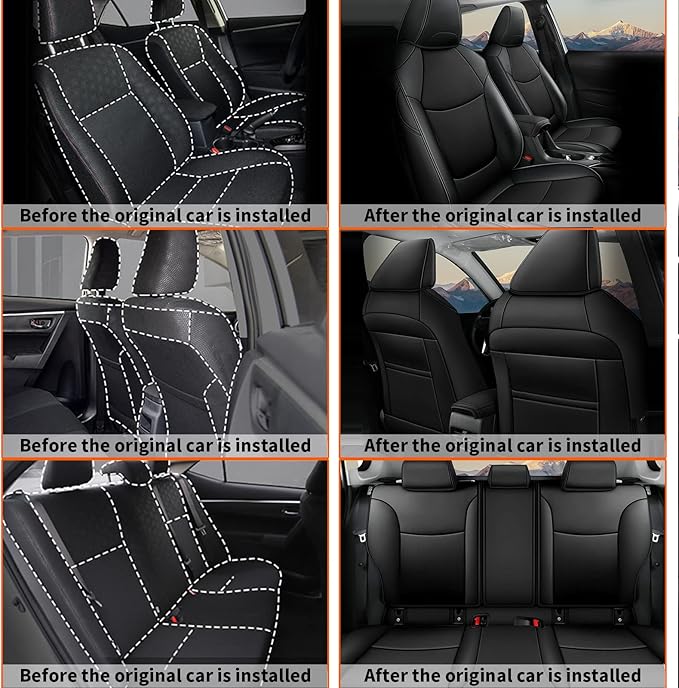 AOMSAZTO Seat Covers for Toyota Corolla 2020 2021 2022 2023 2024 2025 2026 SE &2023-2026 XSE &2025 FX, Custom Fit Full Set Faux Leather Black(Black)