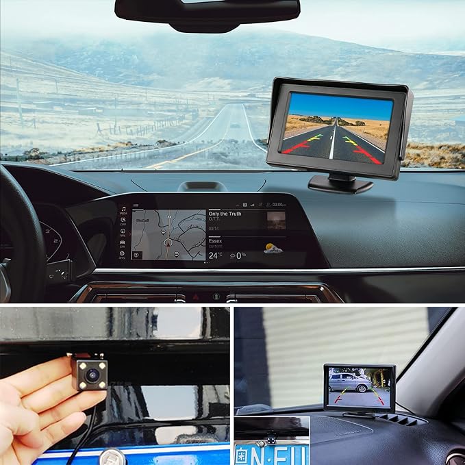 Kairiyard Backup Camera with 5Inch Monitor, 170 Degree Wide View Angel Night Vision Waterproof Vehicle Reverse Rear View Camera System for Car Truck
