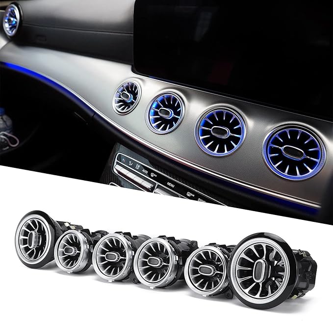 C238 Vent Led Kit,W213 Air Vent Ambient Light,6pcs 64 Color Front LED Turbine Air Vent Ambient Light Kit Replacement for Benz EClass W213 C238 20172021