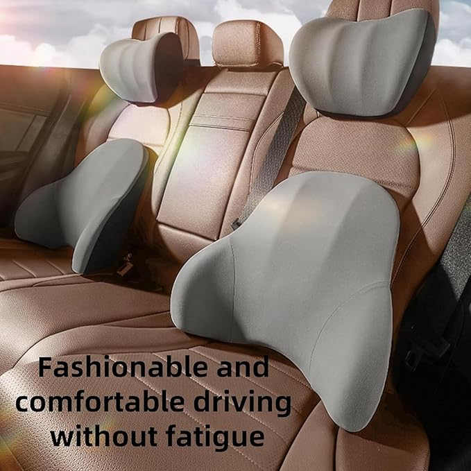 Car Headrest Lumbar Support Cushion for Toyota RAV4 5.Generation RAV4 Hybrid PHEV/RAV4 Prime 2018-2022, Ergonomic Seat Headrest Cushion for Neck Back Pain Relief Memory Foam Breathable Removable Cover