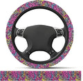 Elastic Car Steering Wheel Cover, Universal 15 inch Non-Slip Breathable Neoprene Steering Wheel Protector, Car Accessories for Women Men Fit Auto, Suvs, Truck Colorful Leopard Print