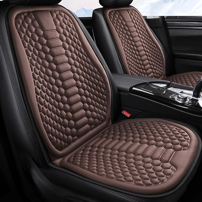 Car Seat Cushion Front Seat, Breathable Lumbar Support Car Seat Cushion for Long Sitting, Non-Slip Car Seat Pad (Coffee)