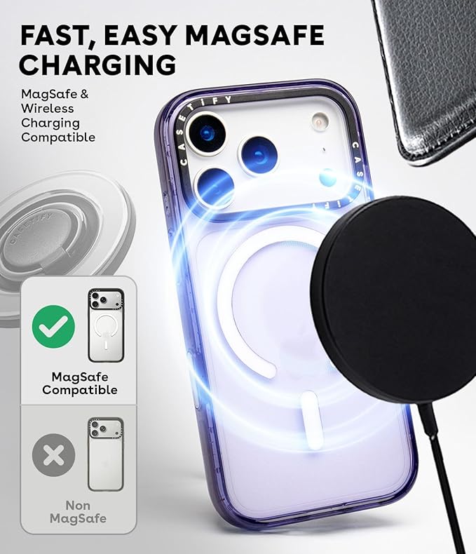 CASETiFY Impact iPhone 17 Pro Max Case [Slim/Compatible with Magsafe / 8.2 ft. 4X Military Grade Drop Protection] - AirTags - Clear Black
