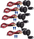 [5 Pack] 12V USB Outlet, Dual USB Quick Charger Socket Waterproof Power Outlet 12V/24V 2.1A & 2.1A for Car Golf Cart Boat Marine Bus Truck RV Marine Motorcycle, Blue LED