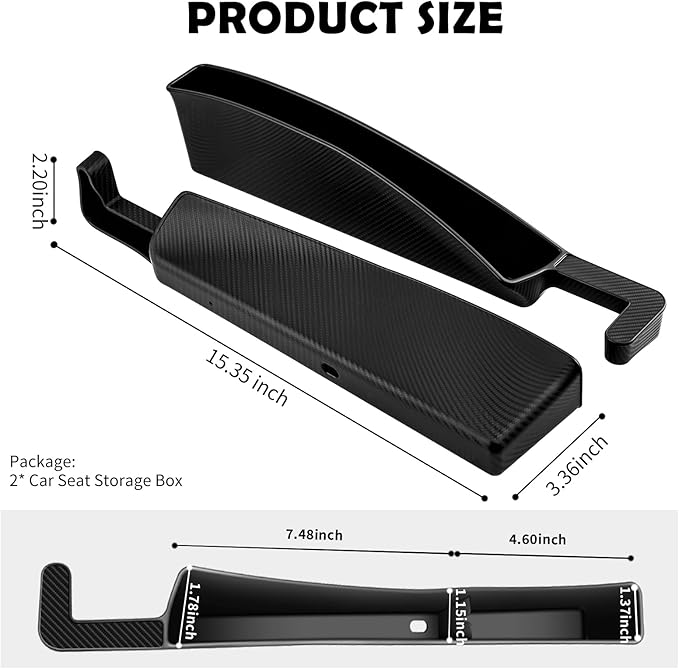 2PCS Car Seat Gap Filler Organizer Box,Dual Zone Center Console Organizer for Storing Phones,Keys,Cards,Multi-Purpose Car Console Organizer for Adding Car Seat Organizer