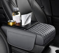 Car Armrest Center Console Cover for Audi Q3 2015–2025, Center Console Pad with Cup Holder, Multifunctional Armrest Cushion,D Grey
