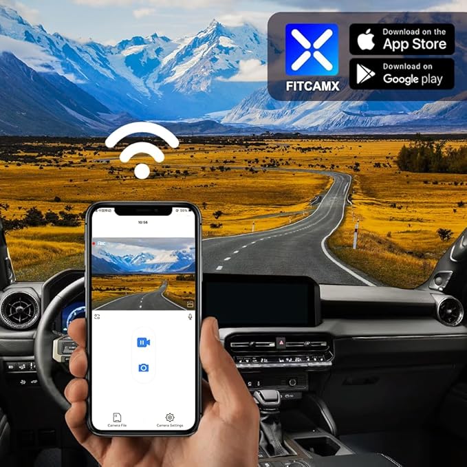 Fitcamx Front 2K+Rear 1080P Dash Cam Adapts for Toyota Land Cruiser 2024-2026 First Edition 1958 (J250/Gen15), OEM Look, Dual HD Video, WiFi & APP, Loop Recording, G-Sensor, Easy to Use, 64GB Card