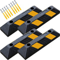 Heavy-Duty Rubber Parking Curbs, Parking Garage Floor Stoppers with Reflective Stickers, Mounting Screws Included, Wheel Stoppers for Car, Truck, Pickup, Motorcycle (21" - 4Pack)