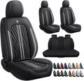 Premium Nappa Leatherette Car Seat Cover Set Custom Fit for Honda CR-V CRV 2000-2023 2024 2025 2026 Water-Proof Breathable Faux Leather Seat Cushion Protectors (Full Set 5 Seats,Grey Line)