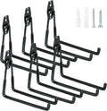 WMK 7.3'' Heavy Duty Garage Hooks, 6 Pack Wall Mount Garage Storage Hooks for Hanging Bike, Ladder, Tools - 100LB Load Capacity, Triple-Welded, PVC Coated (Black)