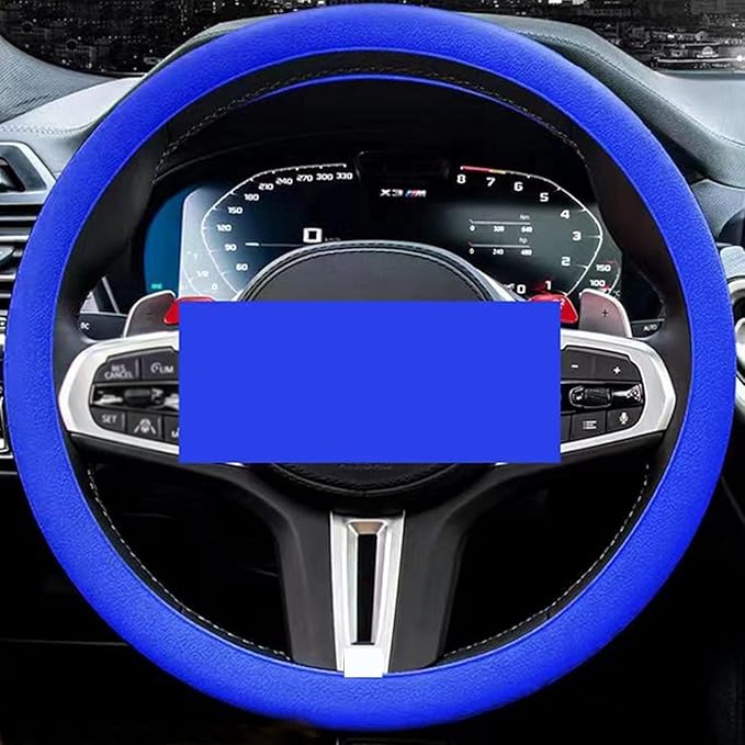 Silicone Steering Wheel Cover, Car Steering Wheel Cover, Anti-Slip Car Steering Wheel Protective Cover, Fit 12.6-16 Inch, for Car SUV Truck Van, for Women & Men (Dark Blue)