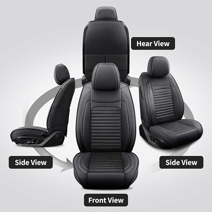 Front Seat Covers Fit for Toyota Corolla Cross 2021-2026, Car Seat Covers Front Seats, Breathable Faux Leather Automotive Seat Covers Front Pair Anti-Slip Seat Cover(Black, Front)