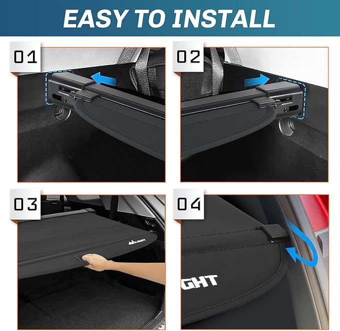 Nilight Trunk Cargo Cover for Toyota RAV4 Accessories 2019 2020 2021 2022 2023 2024 2025, Retractable Security Shade Rear Cargo Cover, with Trunk Storage Net, 1-Pack