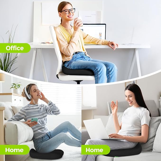 AUVON Multi-Layer Gel Seat Cushion for Ideal Support & Softness, Cooling Memory Foam Office Chair Cushion for Hemorrhoid, Sciatica & Tailbone Pain Relief, Anti-Slip Back Seat Pillow