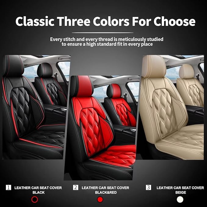 AOMSAZTO Car Seat Covers,2 Front Seats Custom Fit for Ford Flex 2011-2019,Leather Carseat Automotive Cushion Covers Seat Protector,Airbag Compatible Waterproof Black&Red