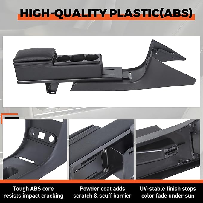 ECOTRIC Center Mini Cup Holder Armrest Console Compatible with 2006-2020 Dodge Charger Police Black Upholstered Middle Cover Storage Box pad Lid Kit Replacement Organizer