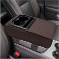 Car Center Console Armrest Pillow, Memory Foam Auto Armrest Box Cover with Cup Holder & Phone Holder, Waterproof Leather Arm Rest Protector Cushion, Interior Car Accessories (Diamond, Coffee)