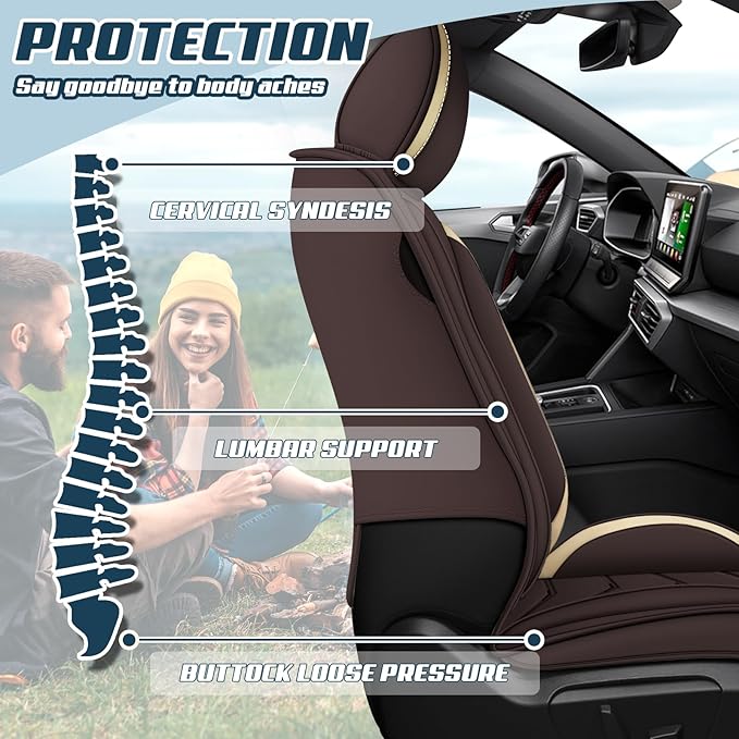 Car Seat Covers for Lexus ES 350 2007-2025, Premium Nappa Leather Car Seat Cover, Stylish Sport Seat Covers， Automobile Seat Cover Sets.(Standard 2 Seats/Coffee Color)