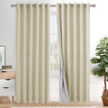 XWZO 100% Blackout Curtain Panels - Thermal Insulated Black Liner Curtains, Noise Reducing and Heat Blocking Drapes for Hall and Studio Windows with Tiebacks, Beige, W70 x L84, Set of 2