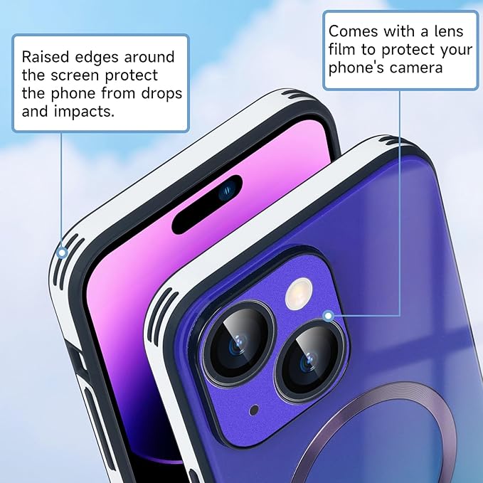 Guppy Compatible with iPhone 14 Plus with MagSafe Case, Magnetic Gradient Case with MagSafe Charging, Gradient Glass Back Cover with Lens Film-Black