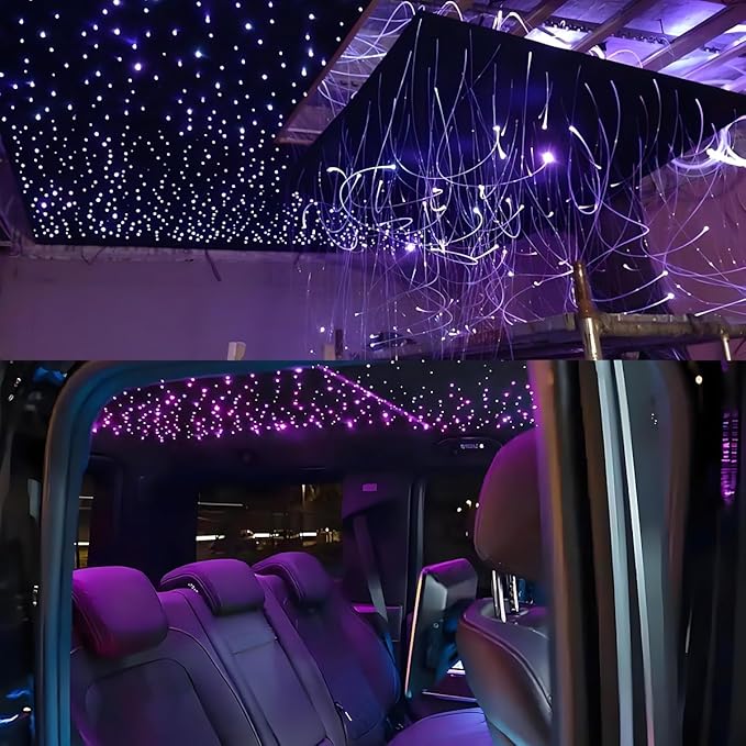AKEPO 16W Twinkle APP Fiber Optic Starlight Headliner Lights Kit, 650pcs 13.1ft/4m 0.03in Optical Fiber Star Music Activated RGBW Ceiling Light Kit for Car Headliner Star/Home