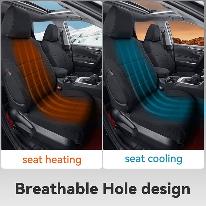 coverdream 2026 Rav4 Seat Covers Custom Fit for 2026 Toyota Rav4 Hybrid (Woodland/Limited) SUV,Full Set Polyester Car Seat Protector Black