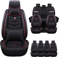 Car Seat Cover for Ford Explorer 2000-2025, Waterproof Durable Compatible Airbag, Premium Leather Seat Protector(5 Seats Luxury,Black Red)
