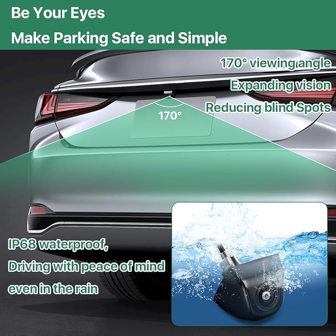 GreenYi WiFi Car Wireless Backup Camera, GreenYi 5G 720P HD Car Rear View Reverse Camera for iPhone iPad Android Smart Phone Tablet with 170 Degrees Wide Viewing Angle