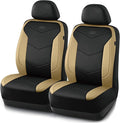 Skechers Memory Foam Seat Covers,Leather Car Seat Covers, Ultimate Comfort & Support Front Seat Covers Airbag Compatible, Automotive Universal Fit Most for SUVs, Vans, Sedans, Cars, Trucks,Beige