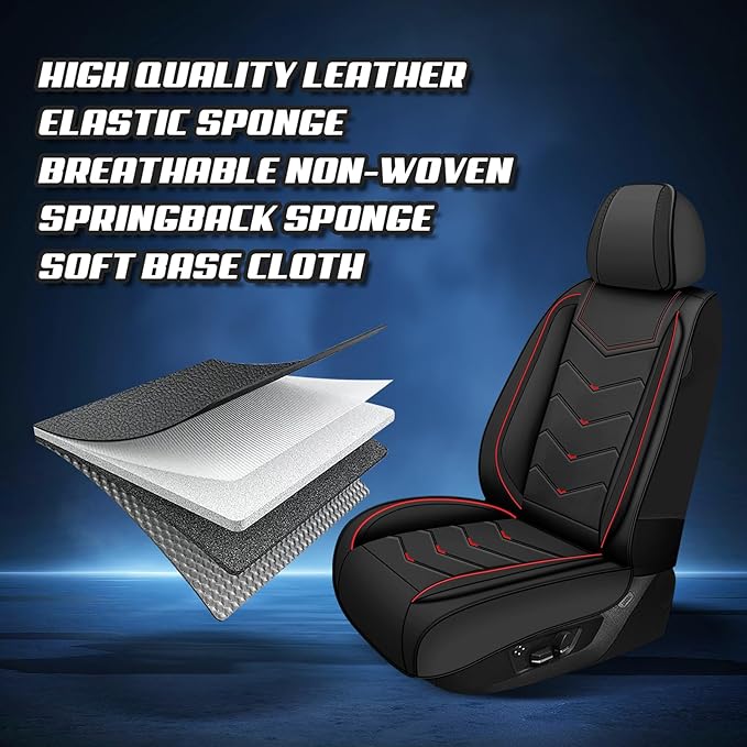 Car Seat Covers for Cadillac CTS 2003-2019, Premium Nappa Leather Car Seat Cover, Stylish Sport Seat Covers， Automobile Seat Cover Sets.(Standard 5 Seats/Black)