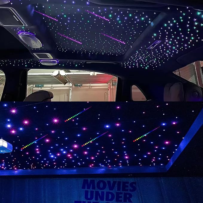 AKEPO 20W Twinkle Dual-Head Dual Color Fiber Optic Lights, Fiber Optic Colorful Meteor Light Kit Sound Activated APP/Remote Control for Car Starlights Headliner/Home 1000pcs 13.1ft/4m Fiber Strands