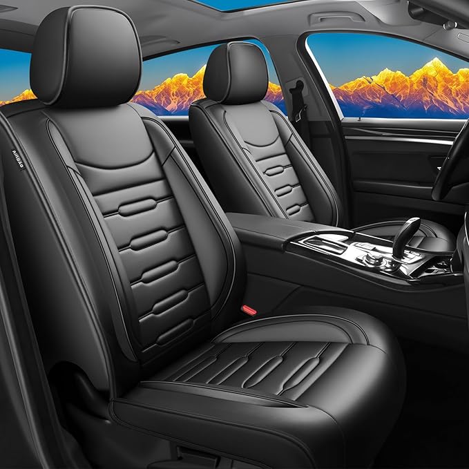 Fit Ridgeline Car Seat Covers for Honda Ridgeline 2007-2025 2026 - Upgraded Premium Waterproof & Breathable Leather, Airbag Compatible, All-Weather Seat Cushion Protector (Full Set, Black)