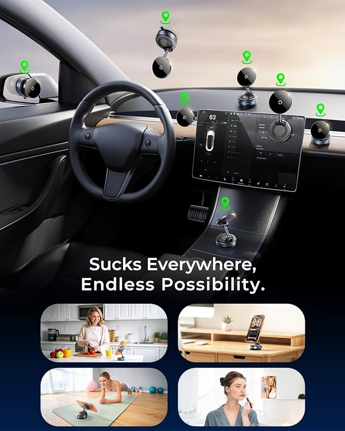 MRGLAS 2026 Upgraded for iPhone MagSafe Car Mount Charger,15W Fast Charging Wireless Car Charger with Stronger Magnetic & Suction, Hands-Free Phone Holder for iPhone 17/16/15/14/13/12 Pro Max