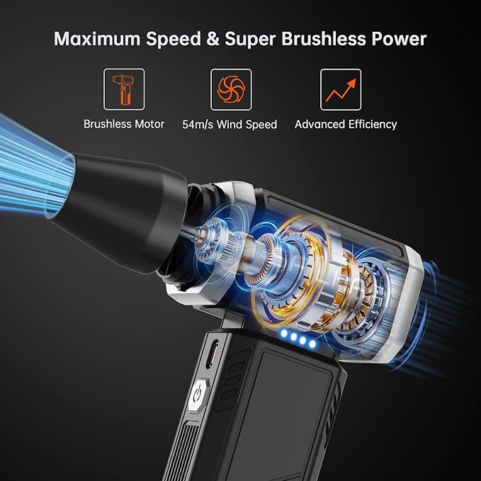 Powerful Turbo Fan 300000RPM, Handheld Office Duster Blower Replaced Can of Air, Rechargeable Durable Fan Cleaner for PC Gamers, Barber, Laptop, Computer Accessories & Snow Removal