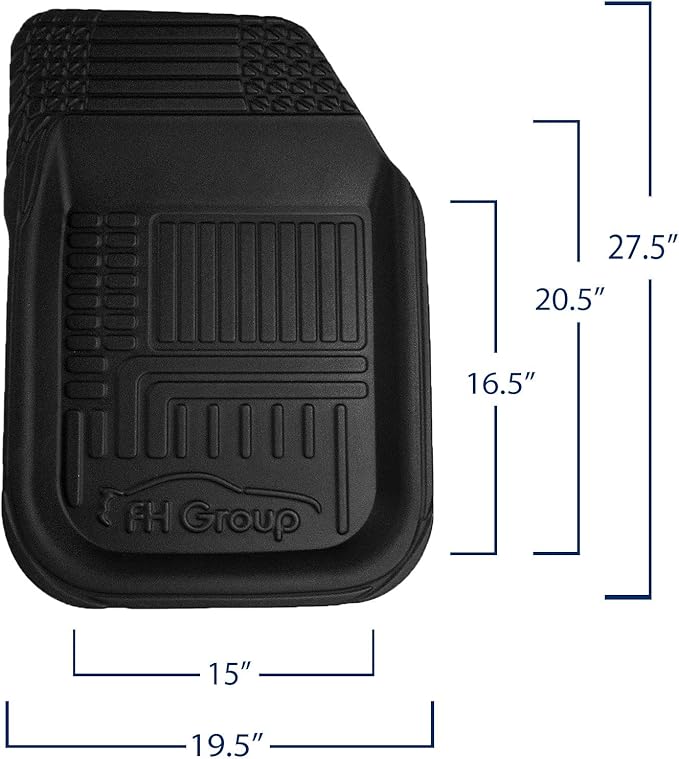 FH Group Automotive Floor Mats - Deep Dish Floor Mats, TPO Plastic Climaproof Floor Mats for Cars, Universal Fit, Trimmable Car Floor Mats, Full Set, Floor Mats for Sedan, SUV, Truck Floor Mats Black