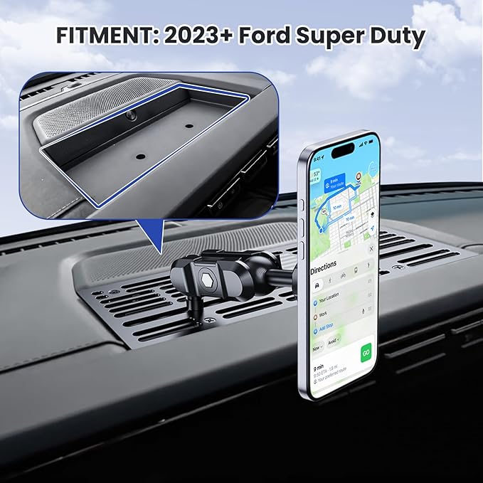 Metal Phone Mount for 2023+ Ford F 250 350 450 2023+ Super Duty Shakeproof Dash Mount Holder Cool Ford Accessory