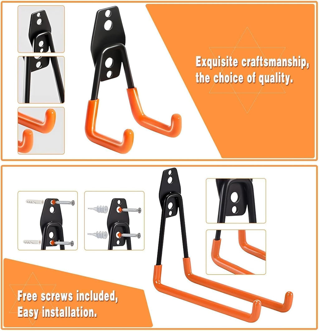 32 Pack Garage Hooks garage organization Steel Heavy Duty Garage Storage Hooks Utility Steel Wall Mount Garage Hanger &Organizer for Bikes,Garden Tools, Ladders, Bulk Items Ropes and More Equipment