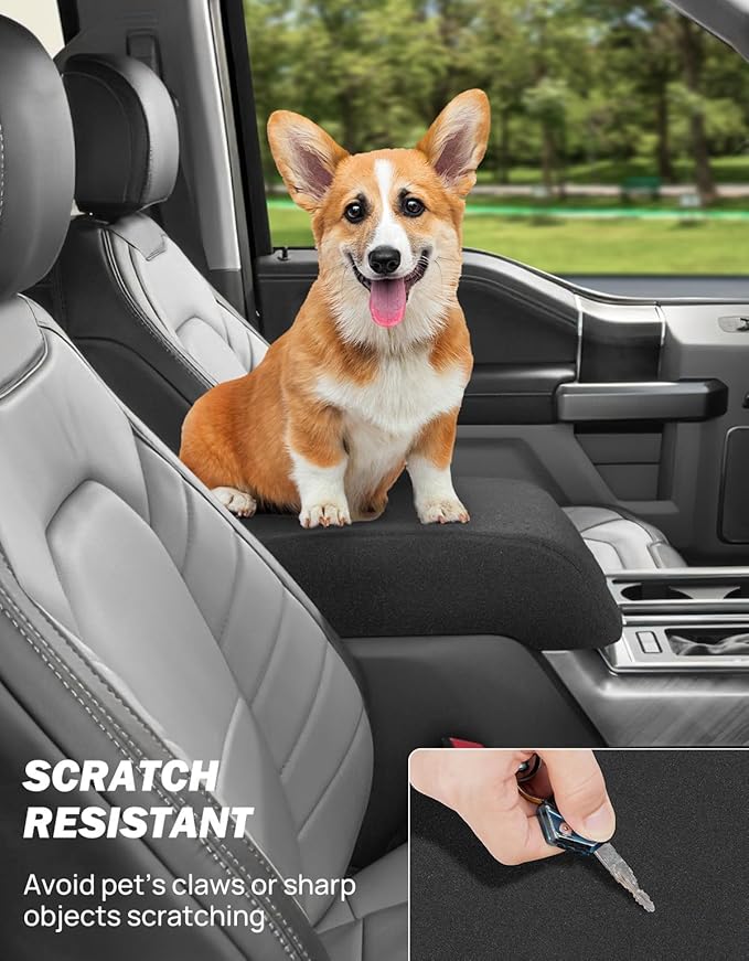JOYTUTUS Center Console Cover Compatible with 2015-2020 F150, 2017-2022 F250 Super Duty F350 F450, 2018-2024 Ford Expedition, Neoprene Armrest Cover for Middle Arm Rest (Bucket Seat Only)