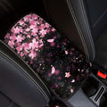 JoyLamoria Pink Cherry Blossom Automotive Armrest Pad Protector for Women Floral Car Armrest Cover Easy Install