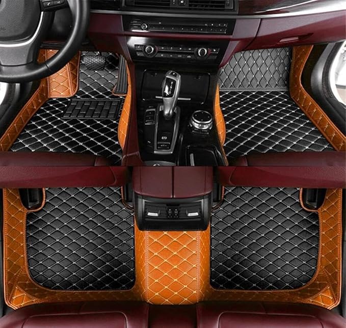Custome Car Mats Accessories All Weather Floor mats Compatible with Automotive Floor Mats Passenger car mats (Orange Black)